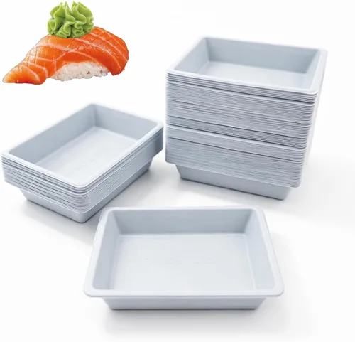 Vista 11 de 100 mini platos de salsa de inmersión de 2.95 x 2.16 pulgadas, juego de platos rectangulares desechables de plástico para salsa de soja negra