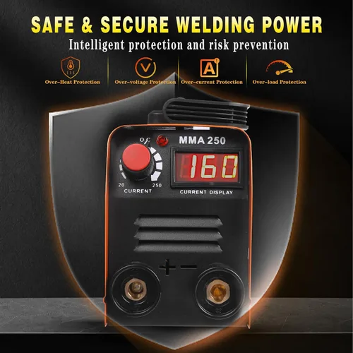 Vista 6 de MMA250 Máquina Soldadora de Electrodo Mini Máquina de Soldadura Doméstica, Máquina de Soldadura con Inversor IGBT, Control Cooperativo, Protección
