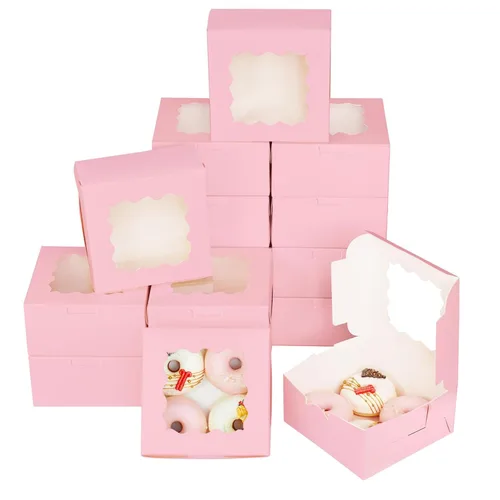 Vista 16 de Bakepacker 100 piezas Cajas Negras para Galletas 6x6x3 pulgadas Fácil Montaje Cajas de Pastelería Macarrones Cajas de Panadería con Ventana