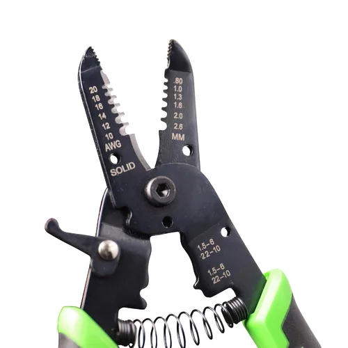 Vista 9 de Hilmor Pelacables de 7" con mango de goma, negro y verde, WS7 1885426