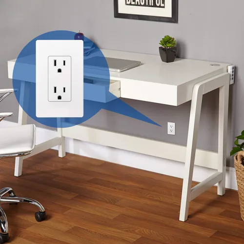 Vista 6 de CML - Toma de corriente decorativa de 15 amperios, paquete de 20 tomas de corriente estándar con placa de pared sin tornillos, resistente a
