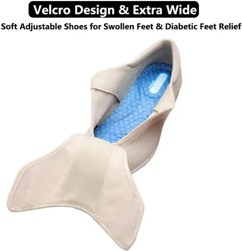 Vista 4 de Zapatos para diabéticos, ligeros y anchos para caminar, con cierres ajustables para edema diabético, fascitis plantar, juanetes, artritis, pies