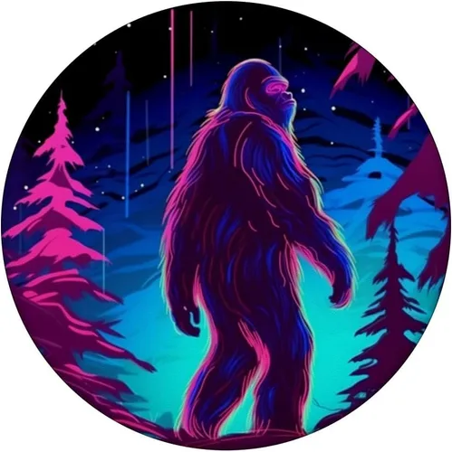 Vista 3 de Bassquatch Bigfoot Púrpura Azul Stargazing Sasquatch Yeti PopSockets PopGrip intercambiables