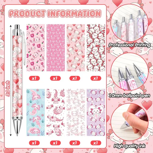 Vista 2 de Ireer 8 bolígrafos de bola para mujeres 1.00 mm de tinta negra lindos y elegantes, bolígrafos de punta fina de escritura suave para estudiantes