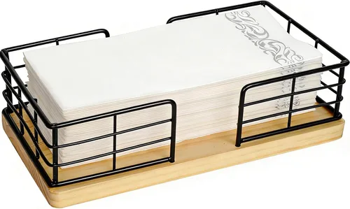 Vista 9 de Kordory Bandeja con soporte para toallas de invitados de acrílico para baño, soporte transparente rectangular para servilletas de baño para cocina