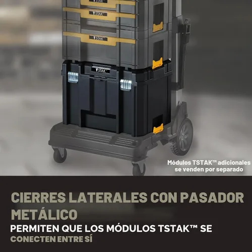 Vista 3 de Caja de herramientas DEWALT TSTAK, diseño extra grande, bandeja extraíble para fácil acceso a las herramientas, resistente al agua y a los escombros
