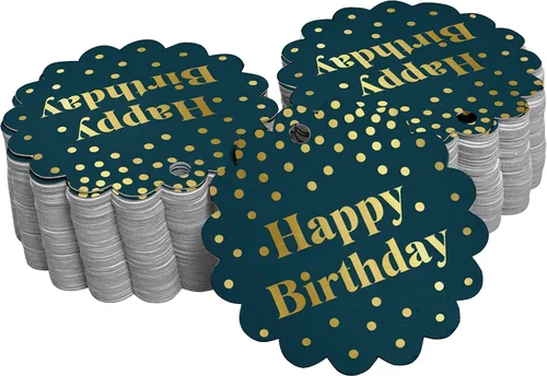 Vista 65 de Etiquetas de papel para colgar con texto en inglés «Happy Birthday» (50 unidades)