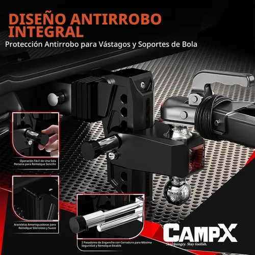 Vista 5 de Enganche de remolque ajustable para receptor de 2 pulgadas de caída Receptor de 2 pulgadas-Negro