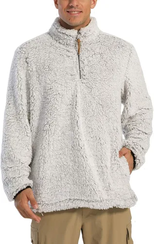 Vista 2 de MAGNIVIT Sudadera de manga larga con bolsillos y forro polar con cremallera de un cuarto para hombre
