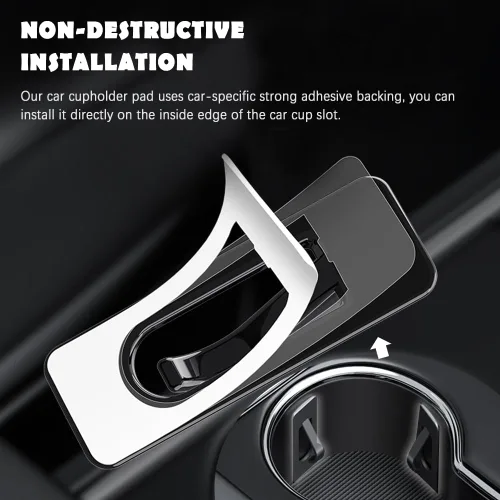 Vista 3 de Soporte para tazas de automóvil con adhesivo, portavasos para automóvil, estabilizador de silicona antivibraciones para almacenamiento de automóvil