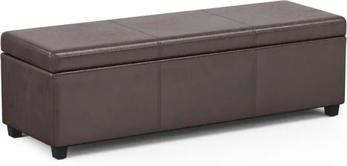 Vista 14 de SIMPLIHOME Avalon - Banco contemporáneo tipo otomana rectangular con almacenamiento extragrande de 54 pulgadas de ancho, de pelo sintético de Gris