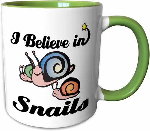 Vista 11 de 3dRose Taza "I Believe in Snails", 11 onzas, color negro y blanco Negro/Blanco