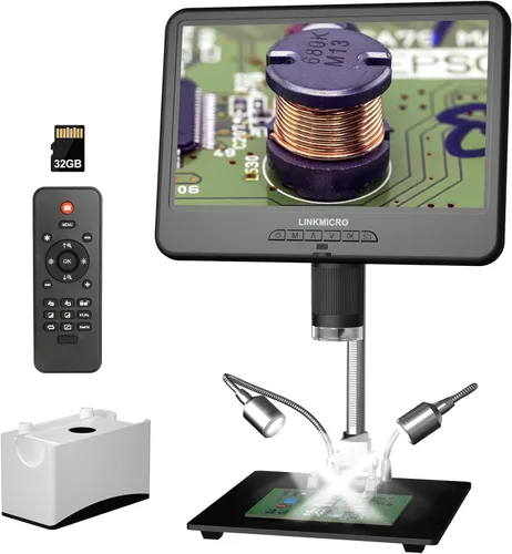 Vista 9 de LM109A Microscopio Digital de 10,1", soporte de brazo flexible con Negro